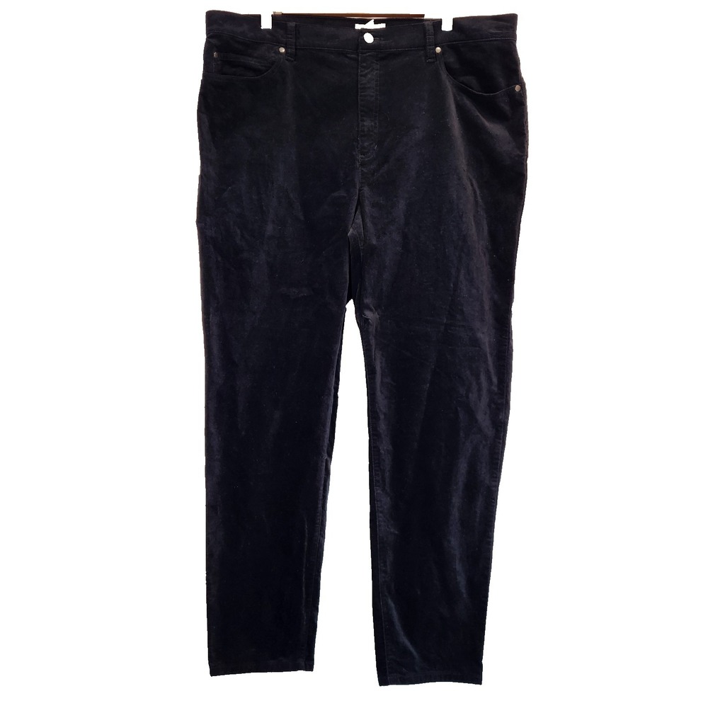 Eileen Fisher Woman Size XL Velveteen Stretch Slim Pants Black Organic Cotton